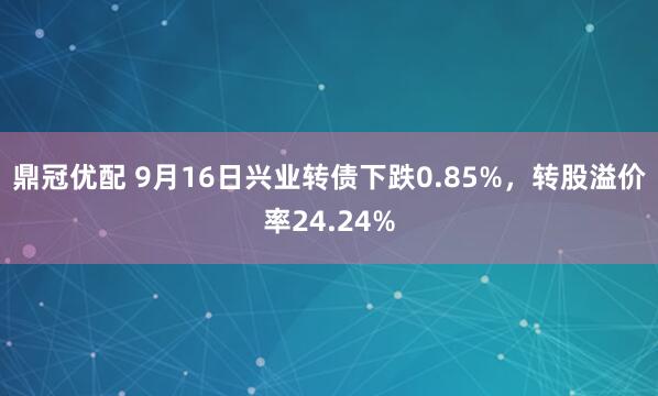 鼎冠优配 9月16日兴业转债下跌0.85%，转股溢价率24.24%